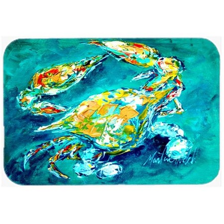 Carolines Treasures MW1162LCB By Chance Crab In Aqua Blue Glass Cutting Board - Large MW1162LCB